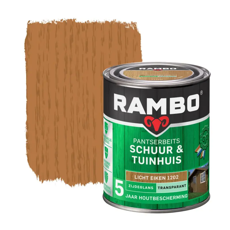 Beperkte Voorraad Rambo Pantserbeits Schuur&Tuinhuis Zijdeglans Transparant Licht Eiken 1202-750 ML