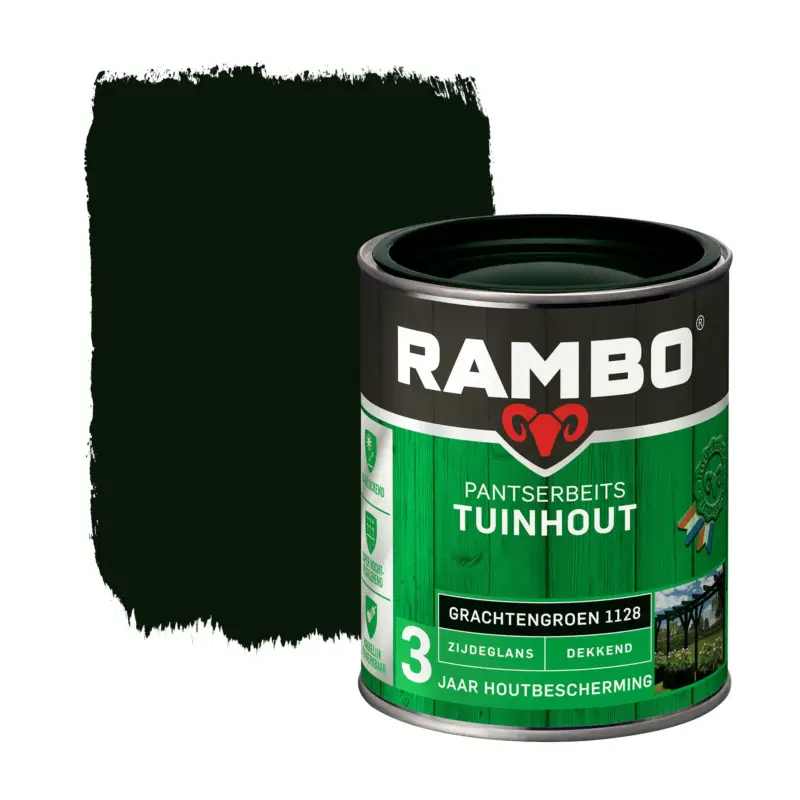 Rambo Pantserbeits Tuinhout Zijdeglans Dekkend Grachtengroen 1128-750 ML Betrouwbaar