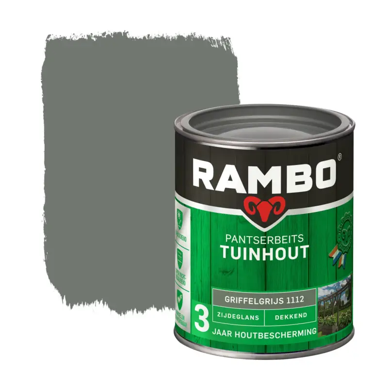 Seizoensaanbieding Rambo Pantserbeits Tuinhout Zijdeglans Dekkend Griffelgrijs 1112-750 ML