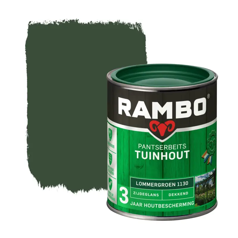 Beperkte Voorraad Rambo Pantserbeits Tuinhout Zijdeglans Dekkend Lommergroen 1130-750 ML