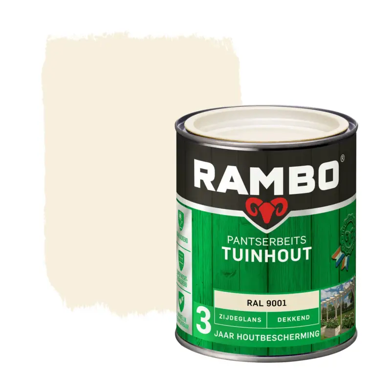 Rambo Pantserbeits Tuinhout Zijdeglans Dekkend Ral 9001-750 ML Betaalbaar