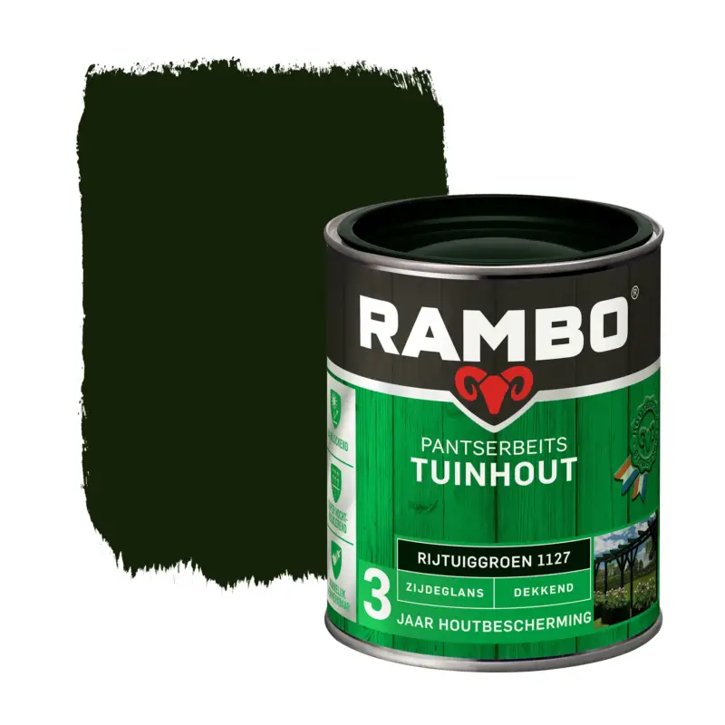 Rambo Pantserbeits Tuinhout Zijdeglans Dekkend Rijtuiggroen 1127-750 ML Finale Uitverkoop