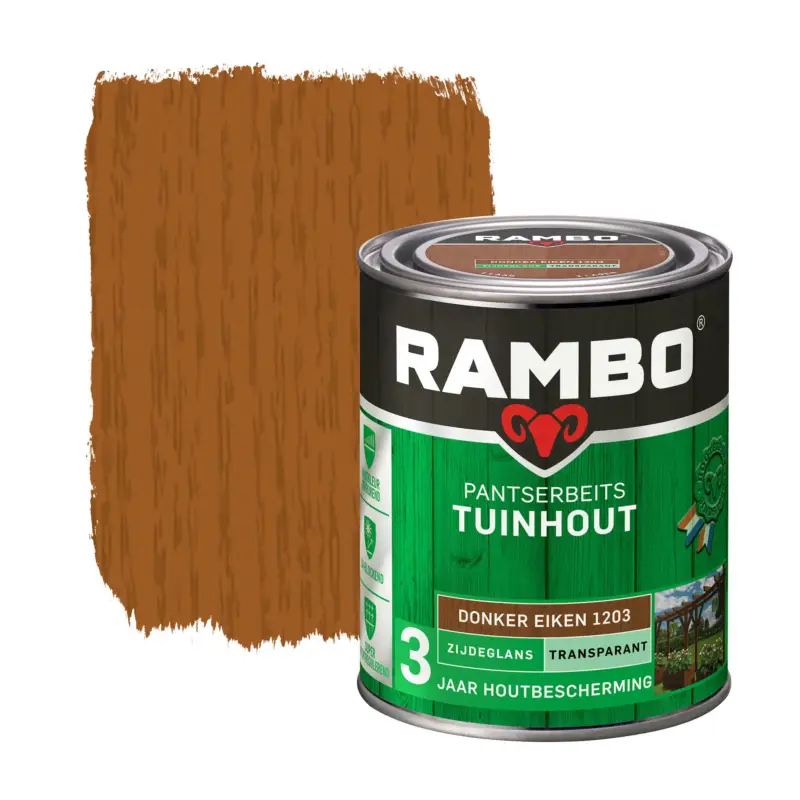 Nieuw Rambo Pantserbeits Tuinhout Zijdeglans Transparant Donkereiken 1203-750 ML
