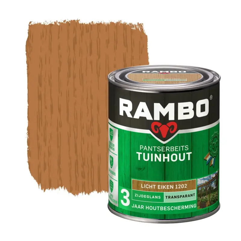 Aanbieding Rambo Pantserbeits Tuinhout Zijdeglans Transparant Lichteiken 1202-750 ML
