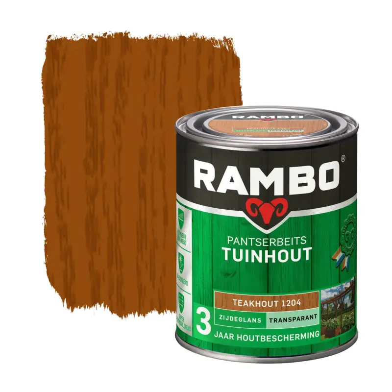 Rambo Pantserbeits Tuinhout Zijdeglans Transparant Teakhout 1204-750 ML Bestel Nu