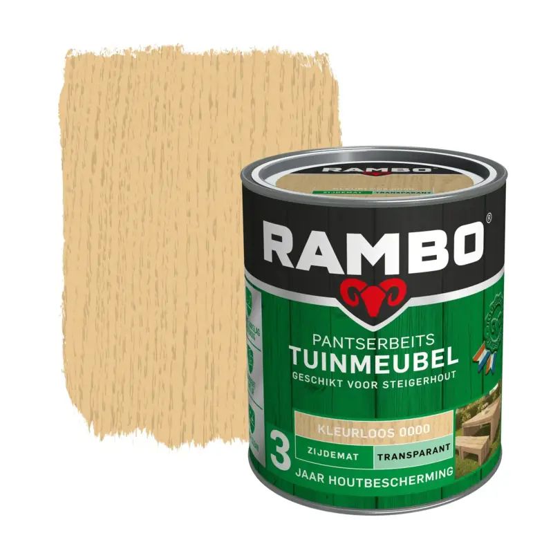 Uitverkoop Rambo Pantserbeits Tuinmeubel Zijdeglans Transparant-750 ML