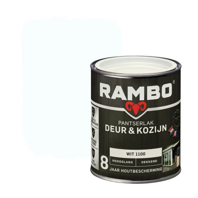 Beperkt Aanbod Rambo Pantserlak Deur&Kozijn Hoogglans Dekkend Wit 1100-750 ML