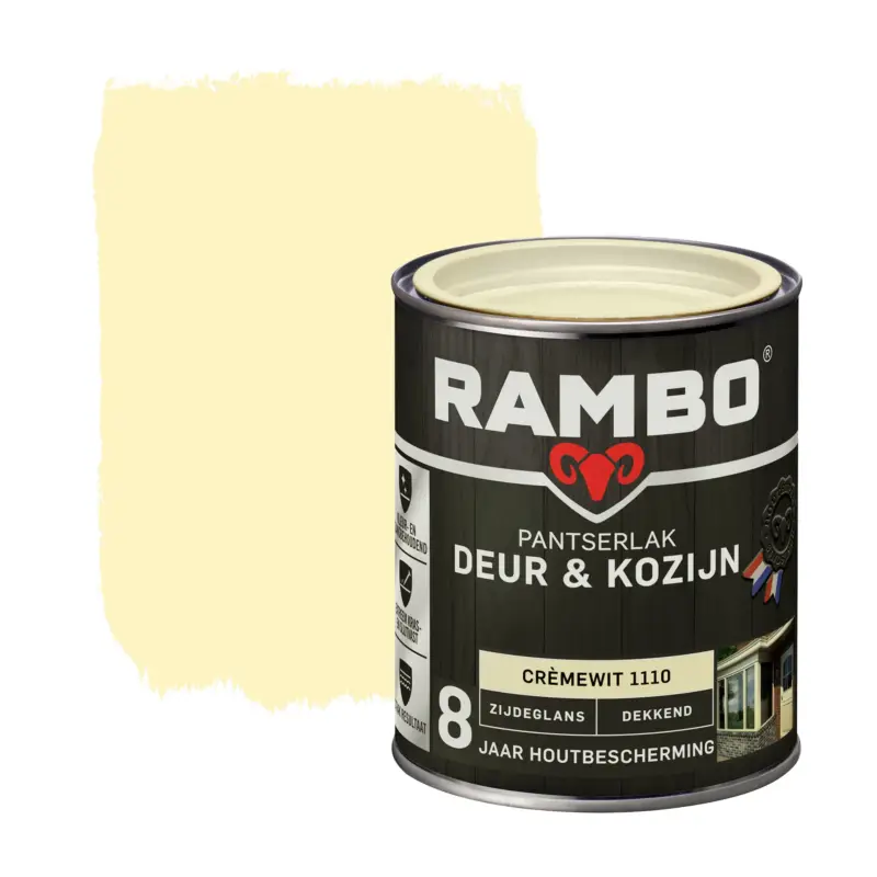 Meest Verkocht Rambo Pantserlak Deur&Kozijn Zijdeglans Dekkend Crèmewit 1110-750 ML