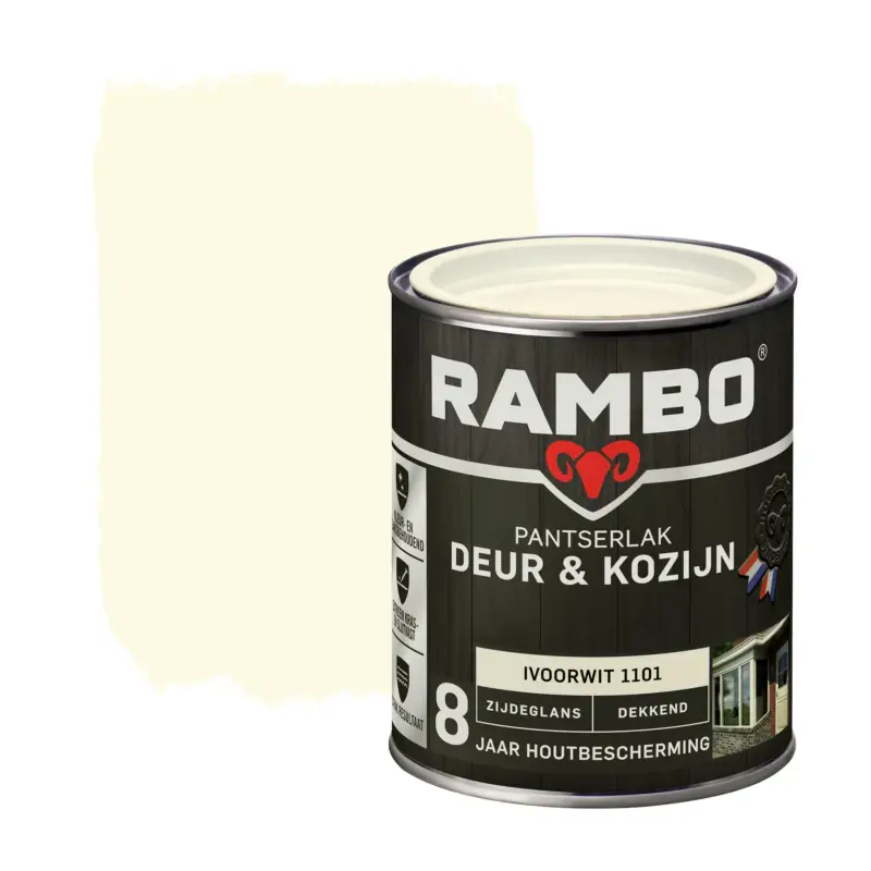 Rambo Pantserlak Deur&Kozijn Zijdeglans Dekkend Ivoorwit 1101-750 ML Merkproduct
