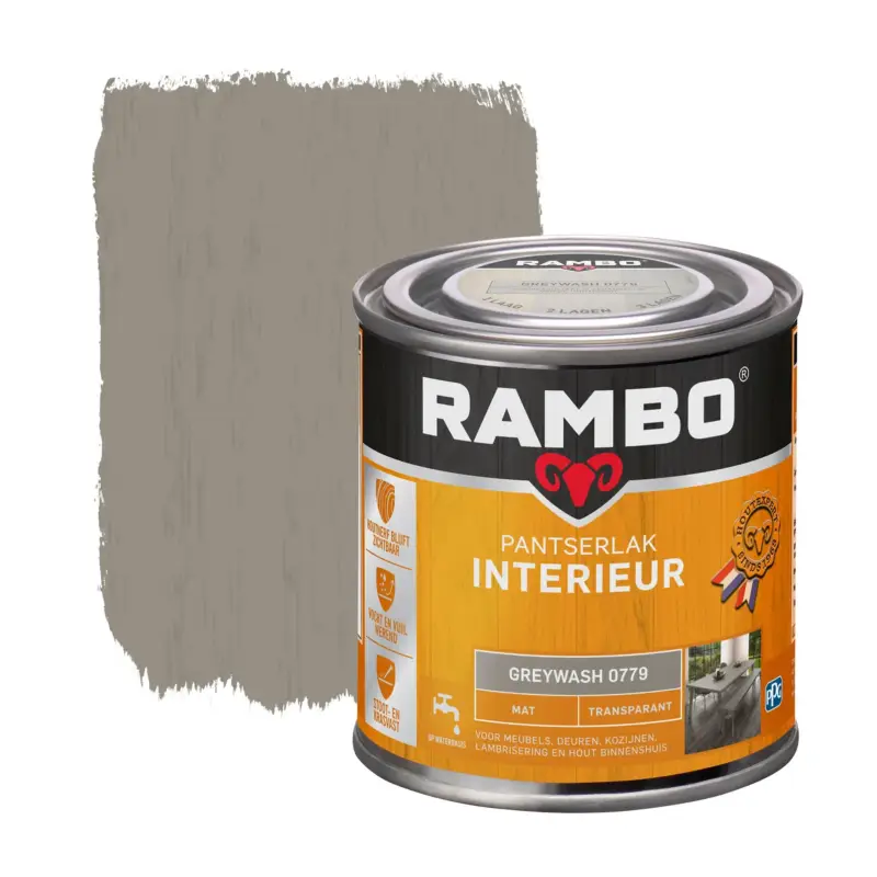 Must-Have Rambo Pantserlak Interieur Transparant Mat Greywash 0779-250 ML