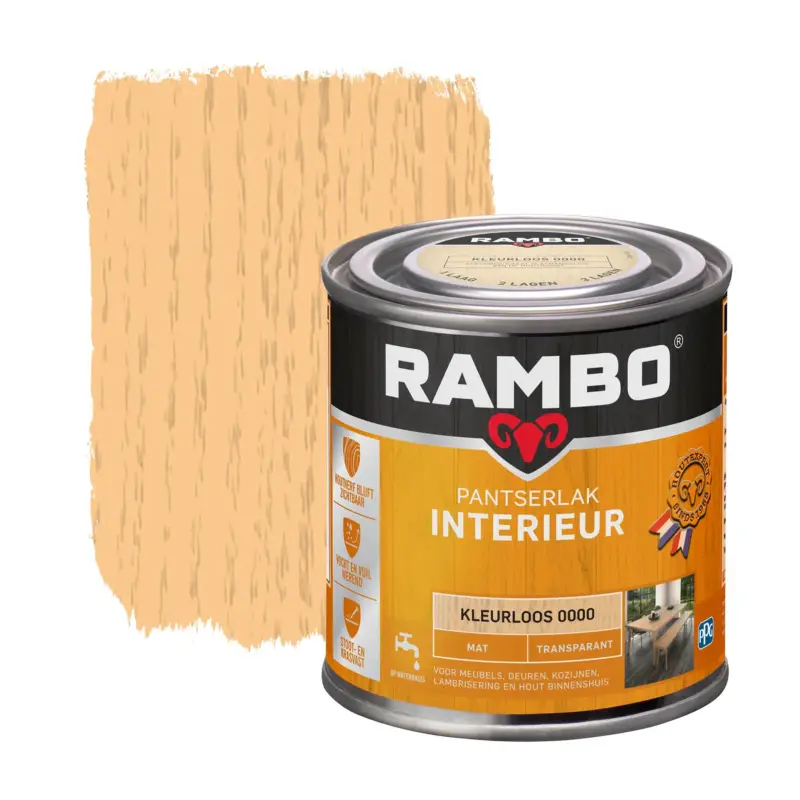 Rambo Pantserlak Interieur Transparant Mat-250 ML Hoge Kwaliteit