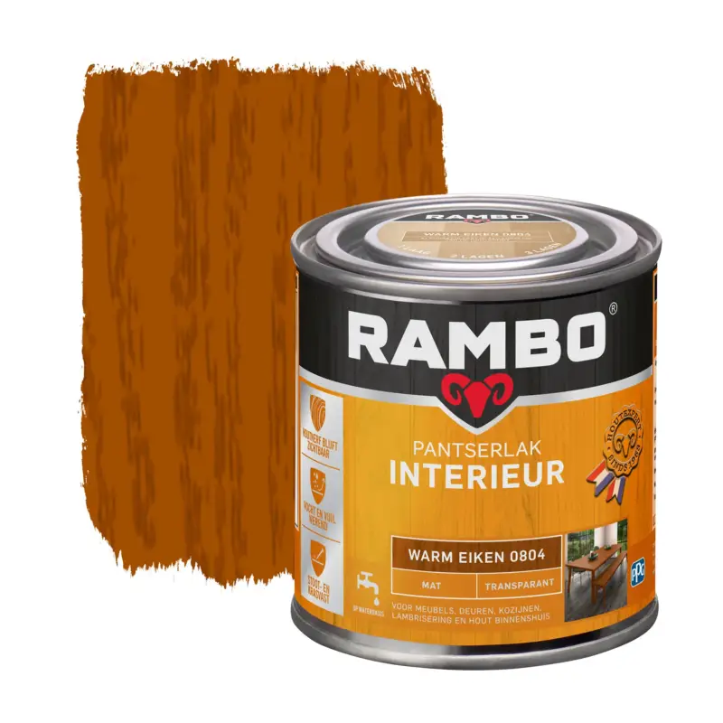 Superprijs Rambo Pantserlak Interieur Transparant Mat Warmeiken 0804-250 ML