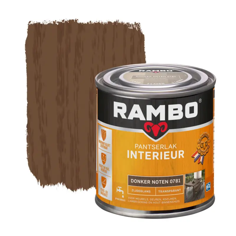 Rambo Pantserlak Interieur Transparant Zijdeglans D.Noten 0781-250 ML Direct Verzonden