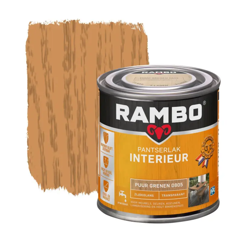 Rambo Pantserlak Interieur Transparant Zijdeglans Puur Grenen 0805-250 ML Betrouwbaar