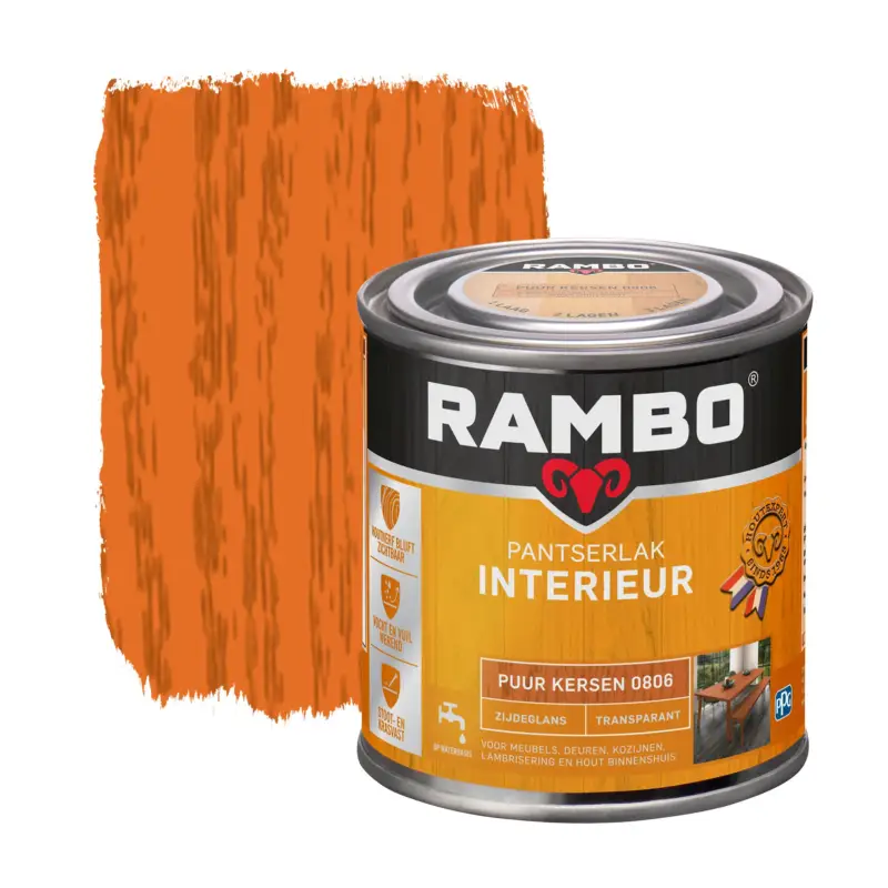 Betrouwbaar Rambo Pantserlak Interieur Transparant Zijdeglans Puur Kersen 0806-250 ML