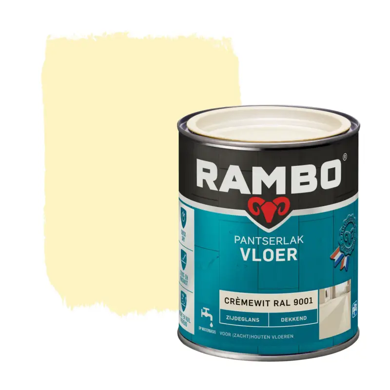 Beperkte Voorraad Rambo Pantserlak Vloer Dekkend Zijdeglans RAL9001-750 ML
