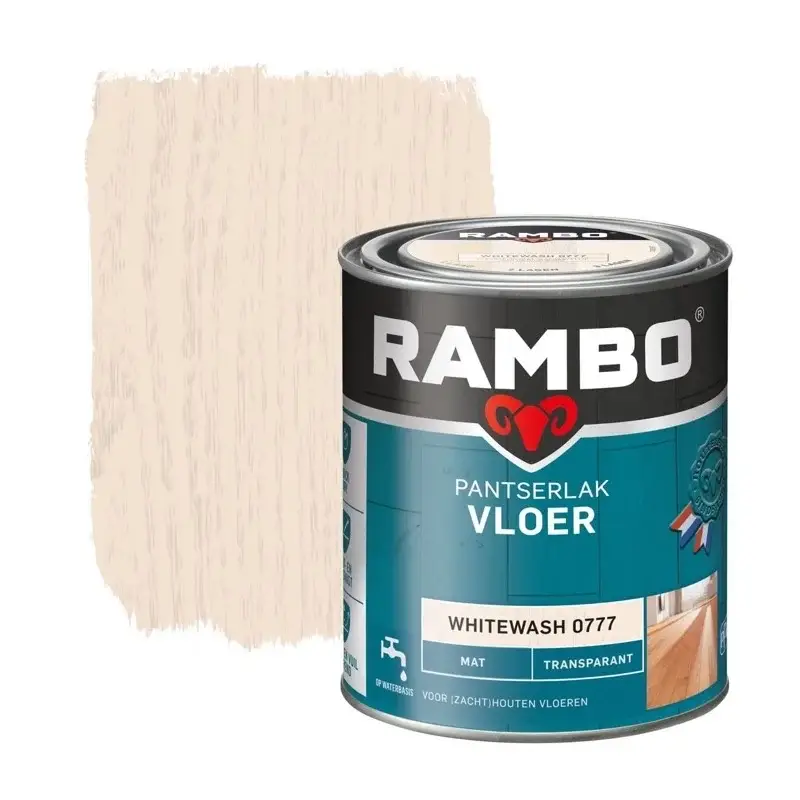 Goedkoop Rambo Pantserlak Vloer Transparant Mat Whitewash 0777-750 ML