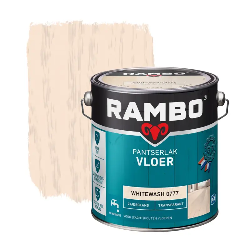 Gratis Retour Rambo Pantserlak Vloer Transparant Zijdeglans Whitewash 0777-2,5 LTR