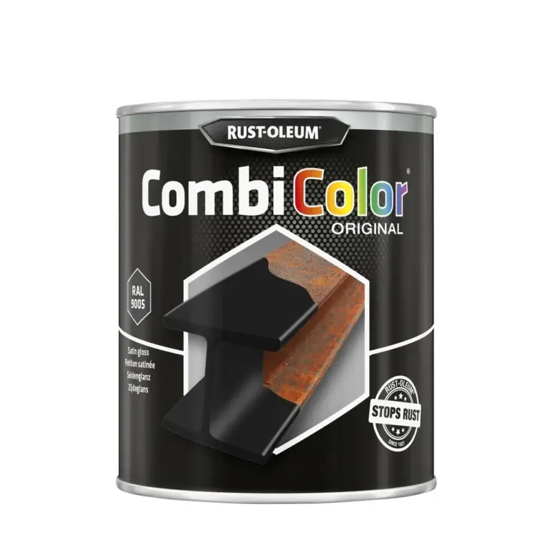 Rust-Oleum Combicolor 7375 Zijdeglans Zwart RAL9005-250 ML Alleen Vandaag