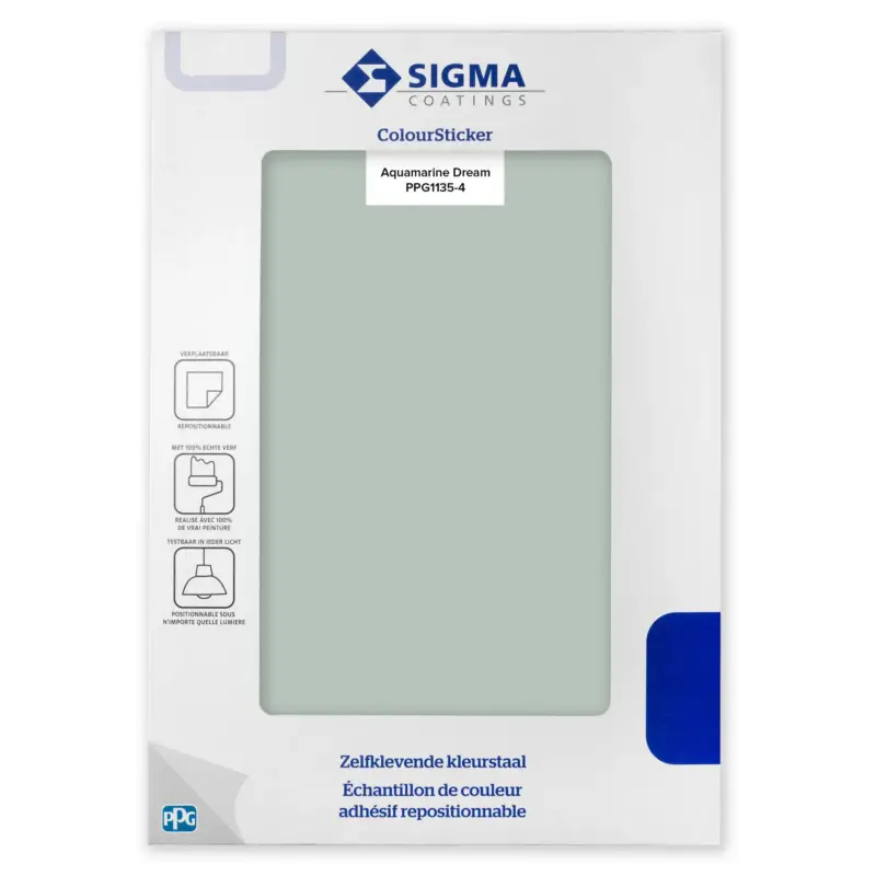 Kleurstaal Sigma ColourSticker Aquamarine Dream PPG1135-4 | Zelfklevende Kleurstaal-1 ST Veilige Betaling