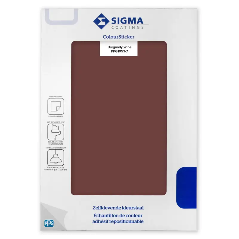 Lage Prijs Kleurstaal Sigma ColourSticker Burgundy Wine PPG1053-7 | Zelfklevende Kleurstaal-1 ST