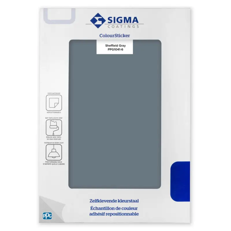 Kleurstaal Sigma ColourSticker Sheffield Gray PPG1041-6 | Zelfklevende Kleurstaal-1 ST Korting