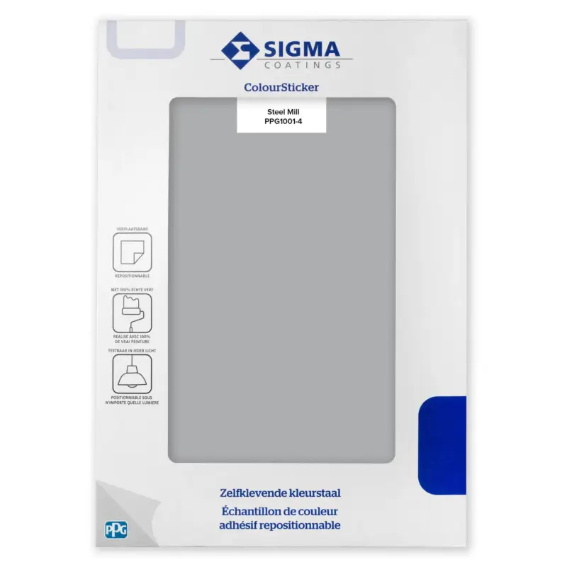 Kleurstaal Sigma ColourSticker Steel Mill PPG1001-4 | Zelfklevende Kleurstaal-1 ST Flitsaanbieding
