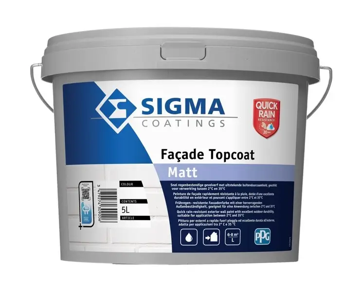 Populair Sigma Facade Topcoat Matt QRR | Matte Gevelverf-5 LTR - Wit