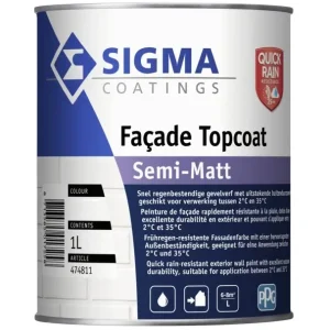 Uitverkoop Sigma Facade Topcoat Semi-Matt | Zijdematte Gevelverf-1 LTR - Wit