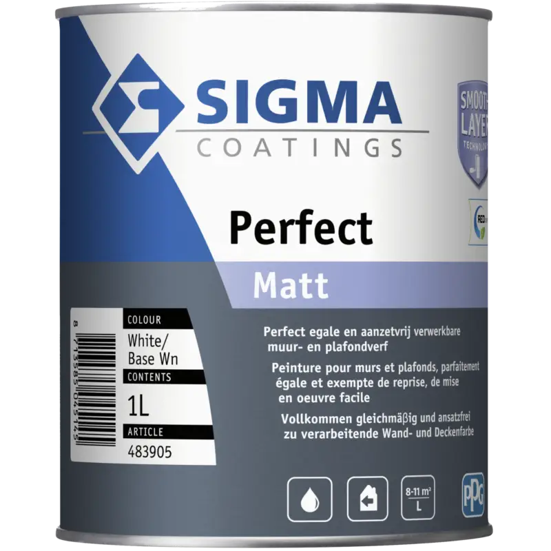 Aanbieding Sigma Perfect Matt | Matte Muurverf en Plafondverf-1 LTR - Wit