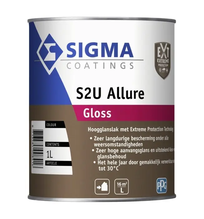 Dagaanbieding Sigma S2U Allure Gloss | Hoogglans Lakverf Buiten-1 LTR - Wit