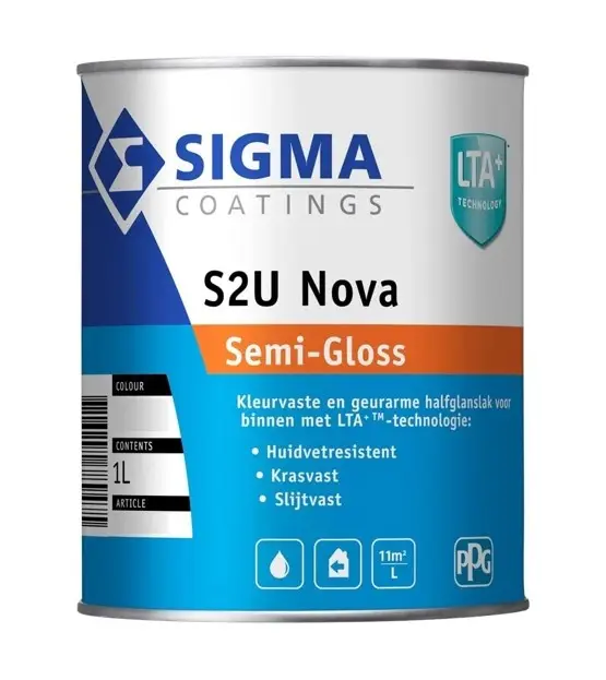Snelle Levering Sigma S2U Nova Semi-Gloss | Halfglans Lakverf Binnen-1 LTR - Wit