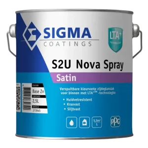 Betrouwbaar Sigma S2U Nova Spray Satin | Verspuitbare Zijdeglans Lakverf Binnen-2,5 LTR - Wit