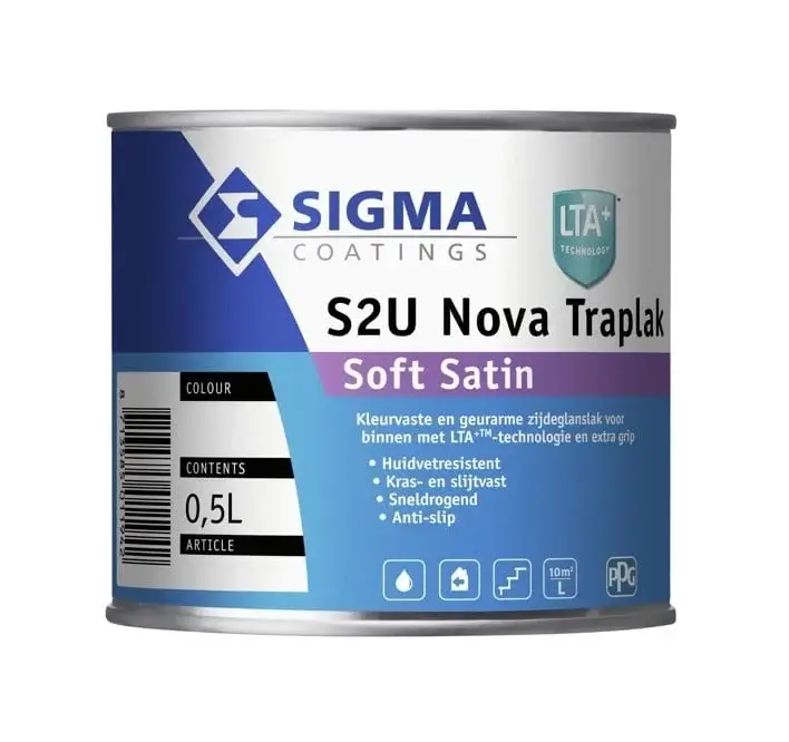 Sigma S2U Nova Traplak Soft Satin | Zijdeglans Anti-slip Trapverf-500 ML - Wit Populair
