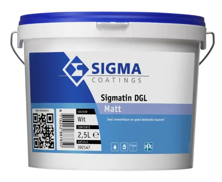 Sigma Sigmatin DGL Matt | Matte Muurverf-2,5 LTR - Wit Favoriet