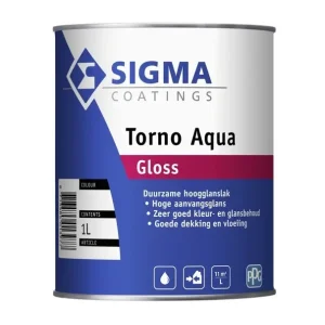Sigma Torno Aqua Gloss | Hoogglans Lakverf Binnen & Buiten-1 LTR - Wit Lage Prijs