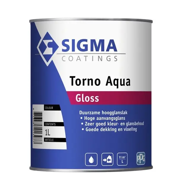 Sigma Torno Aqua Gloss | Hoogglans Lakverf Binnen & Buiten-1 LTR - Wit Lage Prijs
