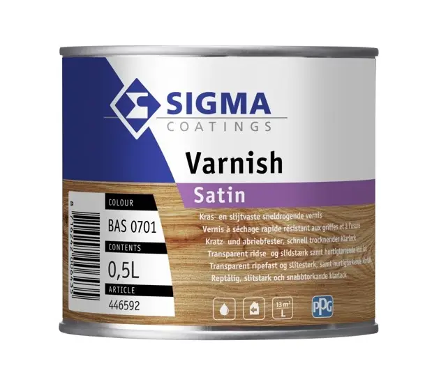 Superprijs Sigma Varnish Satin | Zijdeglans Blanke Lakverf Binnen-500 ML