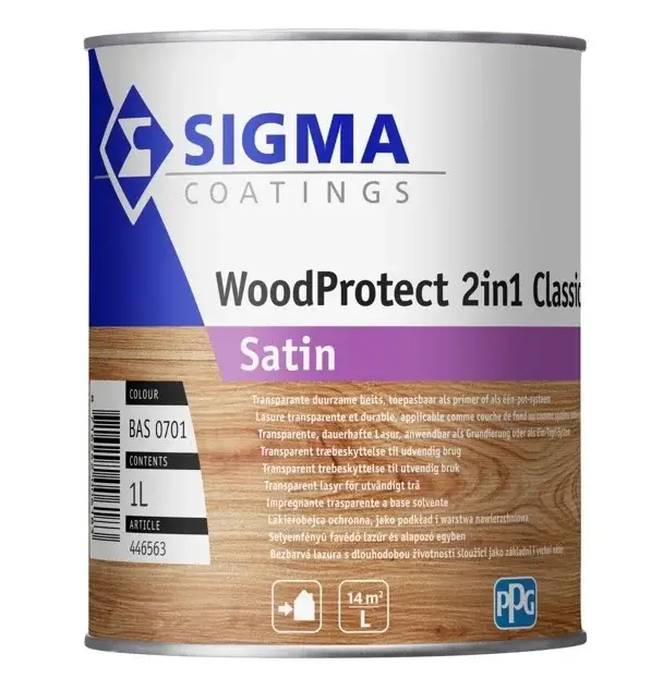 Sigma WoodProtect 2in1 Classic Satin | Zijdeglans Impregnerende Beits-1 LTR - Kleurloos Nieuw