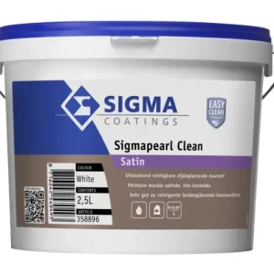 Veilige Betaling Sigma Sigmapearl Clean Satin | Reinigbare Zijdeglans Muurverf-2,5 LTR - Wit