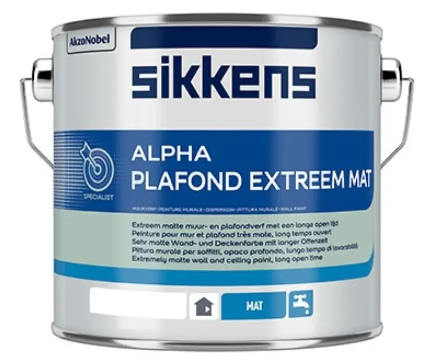 Alleen Vandaag Sikkens Alpha Plafond Extreem Mat | Extra Matte Plafondverf-2,5 LTR - Wit