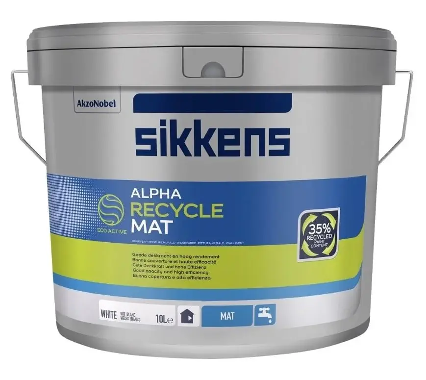 Sikkens Alpha Recycle Mat | Matte Muurverf-10 LTR - Wit Gratis Retour