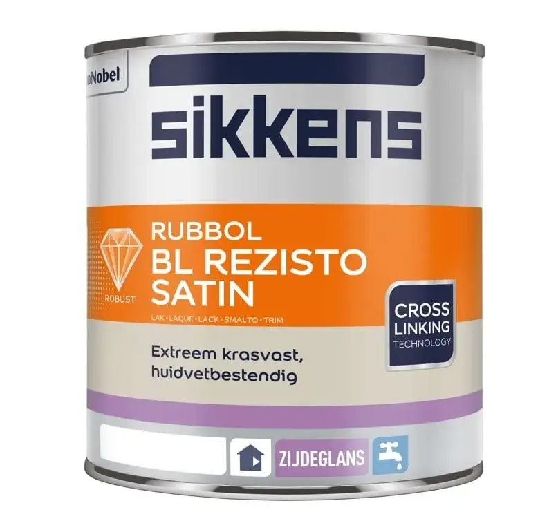 Bestseller Sikkens Rubbol BL Rezisto Satin | Zijdeglans Lakverf Binnen-1 LTR - Wit