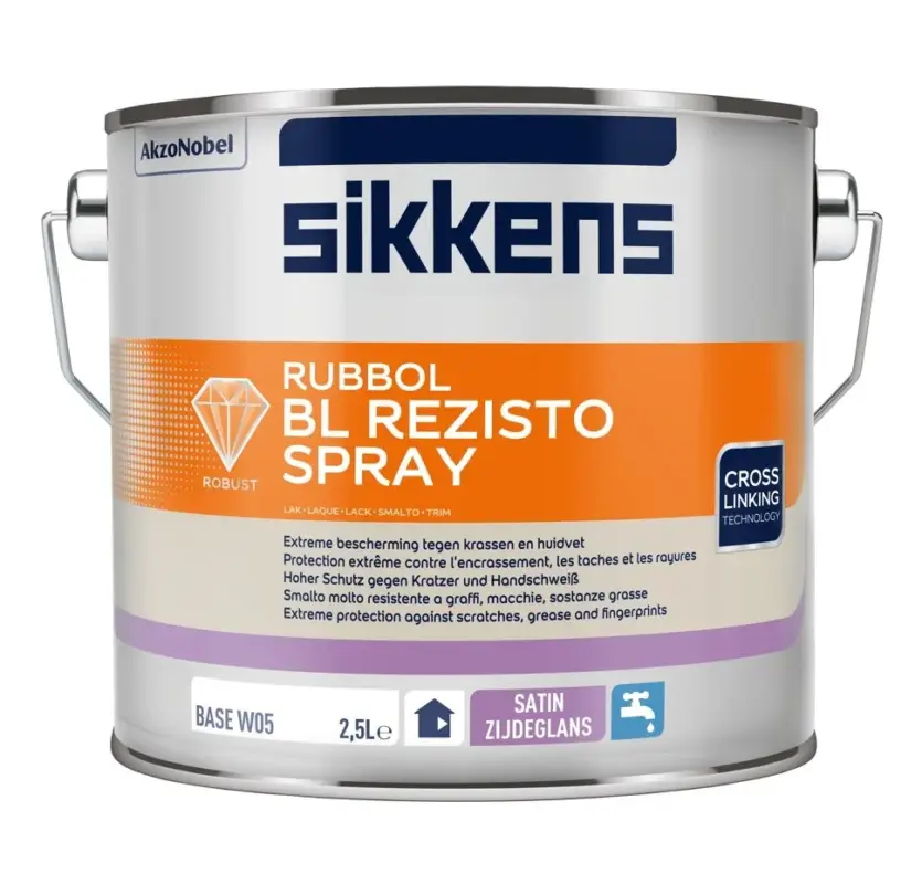 Alleen Vandaag Sikkens Rubbol BL Rezisto Spray Satin | Verspuitbare Lakverf Binnen-2,5 LTR - Wit