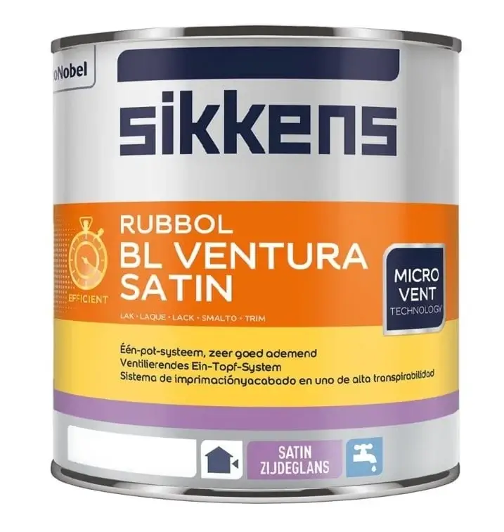 Hoge Kwaliteit Sikkens Rubbol BL Ventura Satin | Zijdeglans Lakverf Binnen & Buiten-1 LTR - Wit