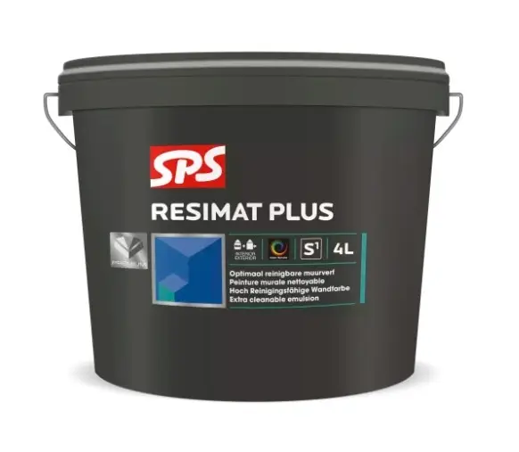 Gratis Retour SPS Resimat Plus | Matte Muurverf en Plafondverf-4 LTR - Wit