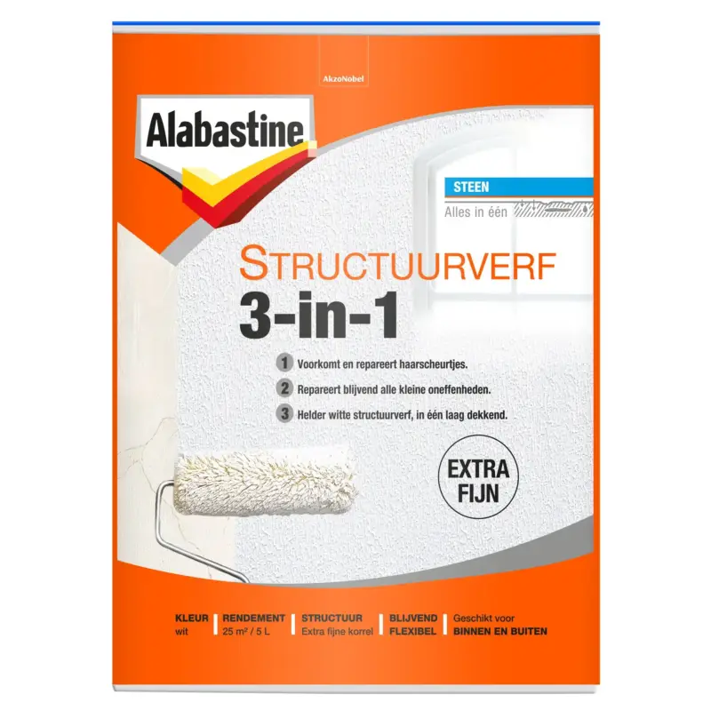 Alabastine Structuurverf 3in1-5 LTR - Wit Bestseller