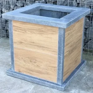 Belgisch hardstenen bloembak Woodlook vierkant rand Koopje