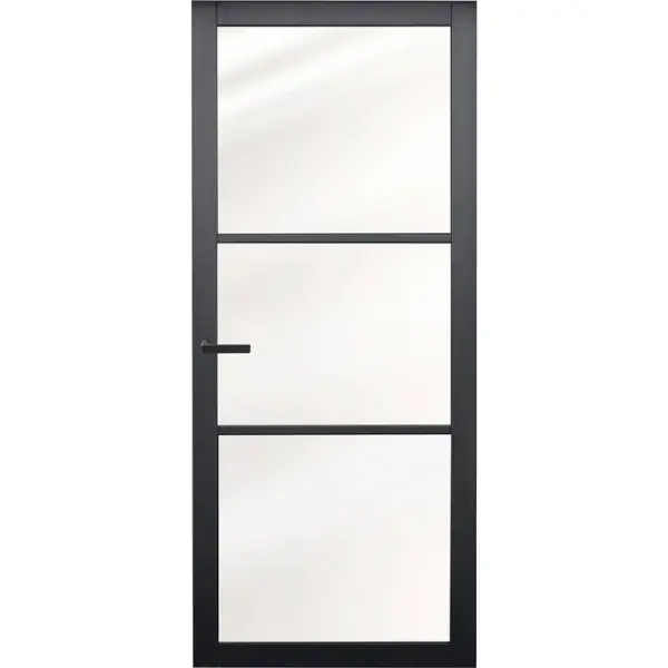 Industriële staallook stompe deur zwart gegrond incl. gelaagd glas Dagaanbieding
