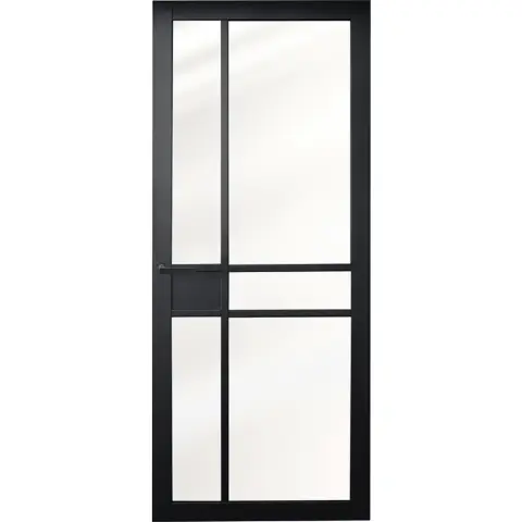 Direct Beschikbaar Industriële staallook stompe deur zwart incl. gelaagd glas